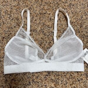Chantelle Wireless Lace Trim Bralette White Sheer Unlined Bra Medium
